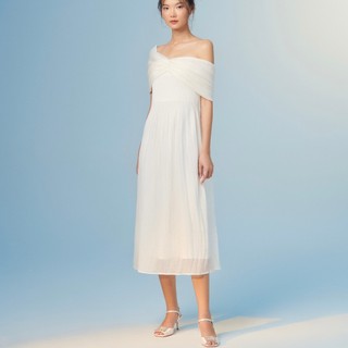 Đầm dáng dài off-shoulder pleated dress︱muse de mai