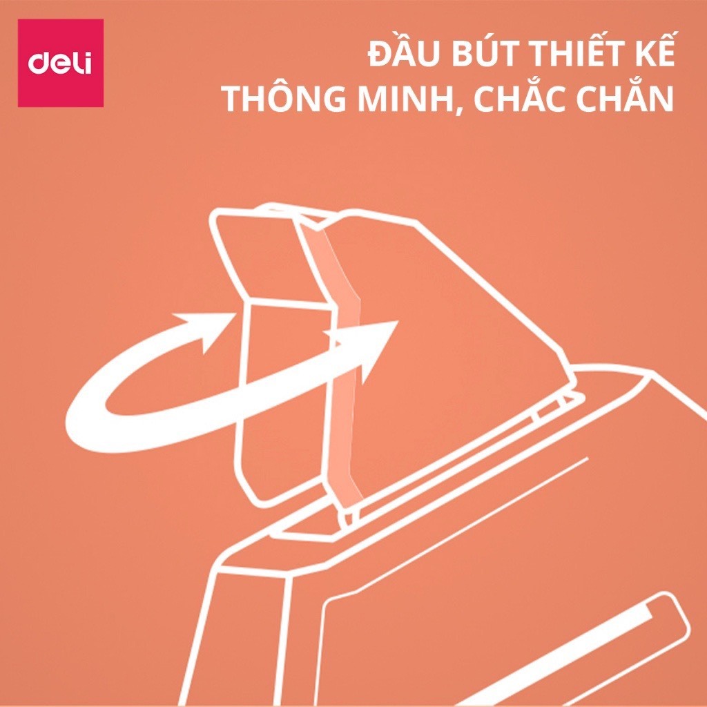 Bút Xóa Băng Có Nút Bấm 12M Deli - Xóa Sạch Phủ Kín Khô Nhanh Viết Đè Lên Ngay - Băng Xoá Kéo Cho Học Sinh Văn Phòng