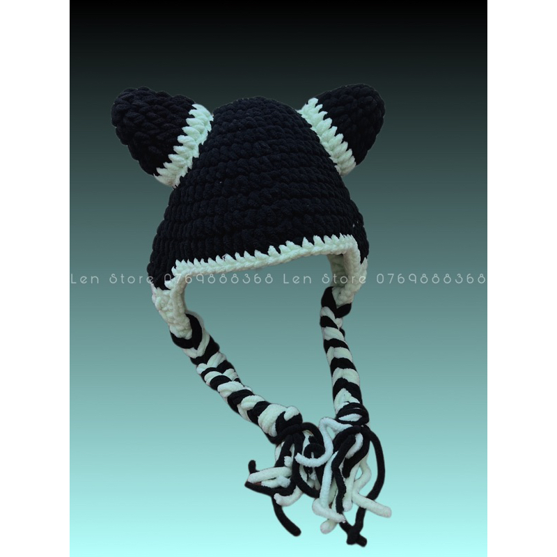 Mũ Len Tai Mèo 2 Bím Tóc Dễ Thương Bằng Len Bông Sữa - Phụ Kiện Thời Trang Handmade