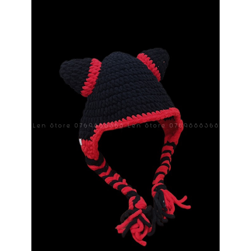 Mũ Len Tai Mèo 2 Bím Tóc Dễ Thương Bằng Len Bông Sữa - Phụ Kiện Thời Trang Handmade