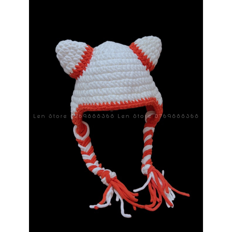 Mũ Len Tai Mèo 2 Bím Tóc Dễ Thương Bằng Len Bông Sữa - Phụ Kiện Thời Trang Handmade