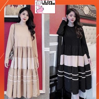 Váy Bầu Công Sở Cotton Dài Tay Thu Đông Dáng Suông Dài. Đầm Bầu Mùa Hè Ngắn Tay A126 LinStore66