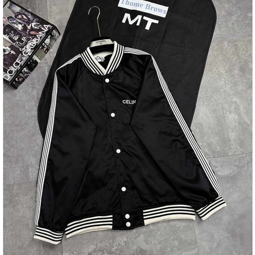 Áo Khoác Bomber Cê lin Phối Hoạ Tiết Viền Sọc Tay Siêu Chất  - Áo Bomber Gió Cê Lin Đẳng Cấp