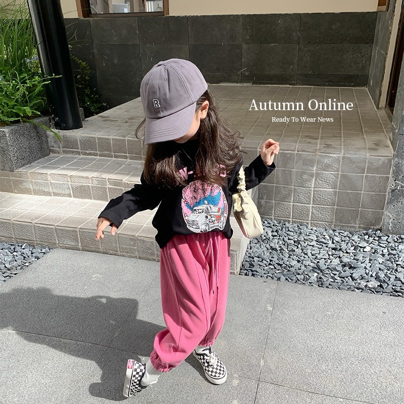 Set Áo Thun Tay Dài Và Quần Dài Phong Cách Mới Dành Cho Bé Gái