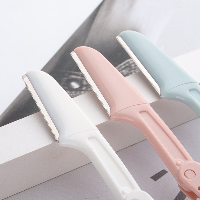 Hộp 3 Dao Cạo Lông Mày Gấp Gọn Màu Pastel Cute