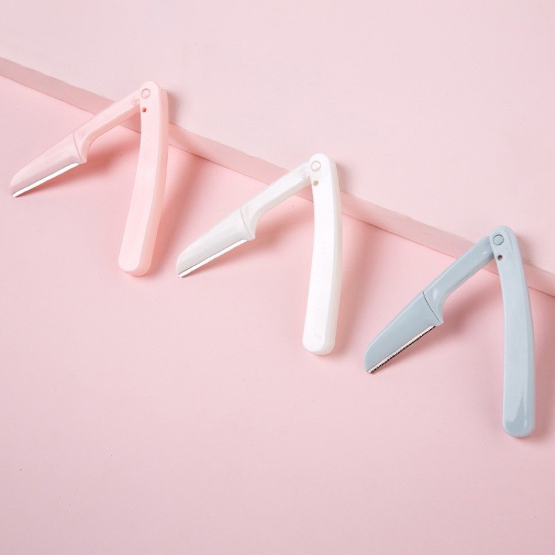 Hộp 3 Dao Cạo Lông Mày Gấp Gọn Màu Pastel Cute