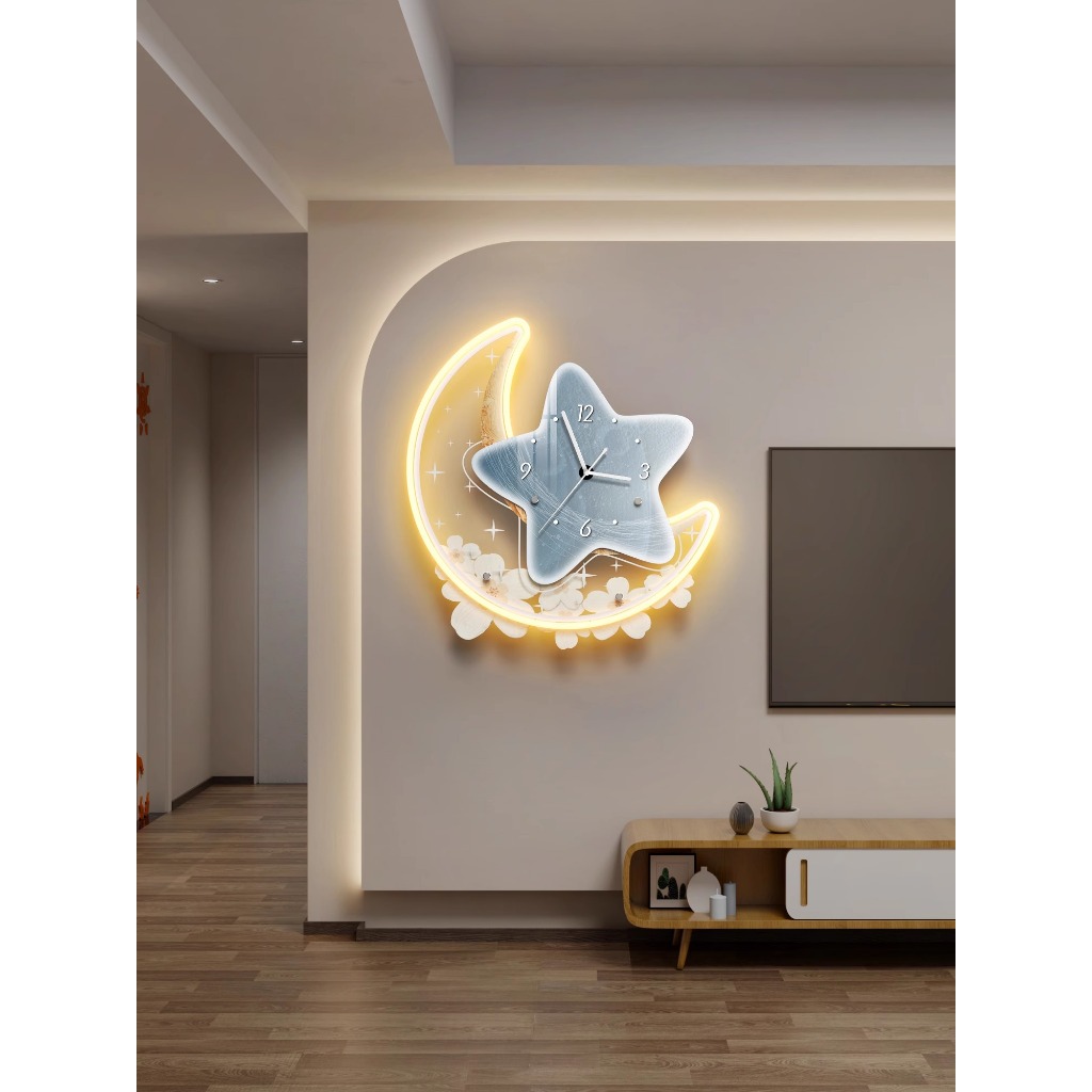 Tranh ngôi sao đồng hồ 3D Led treo phòng khách, phòng ngủ cho bé, quà tặng