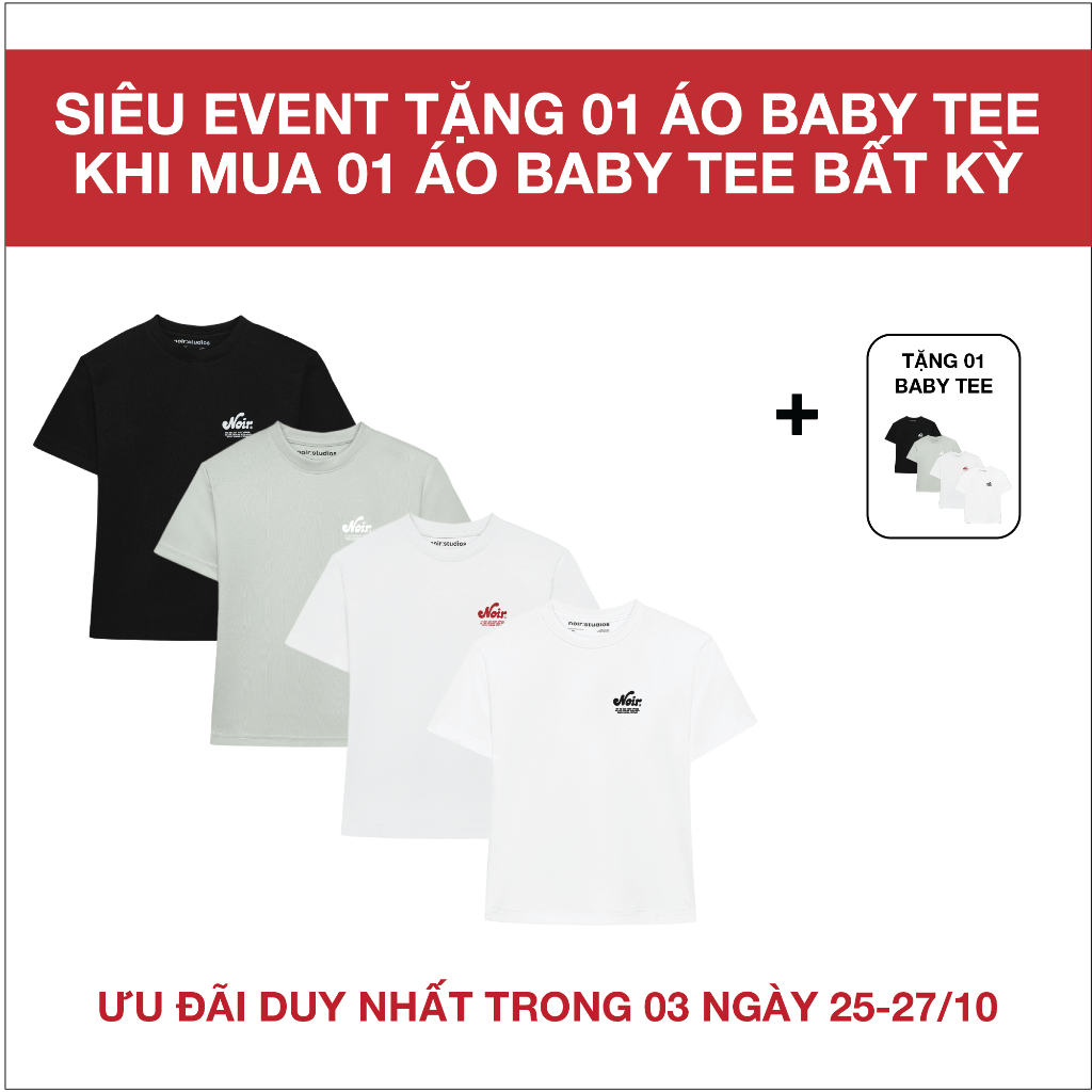 ÁO THUN BABY TEE MUFFIN NAM NỮ - NOIR STUDIOS - CHẤT LIỆU COTTON PC DÀY DẶN ĐỨNG DÁNG