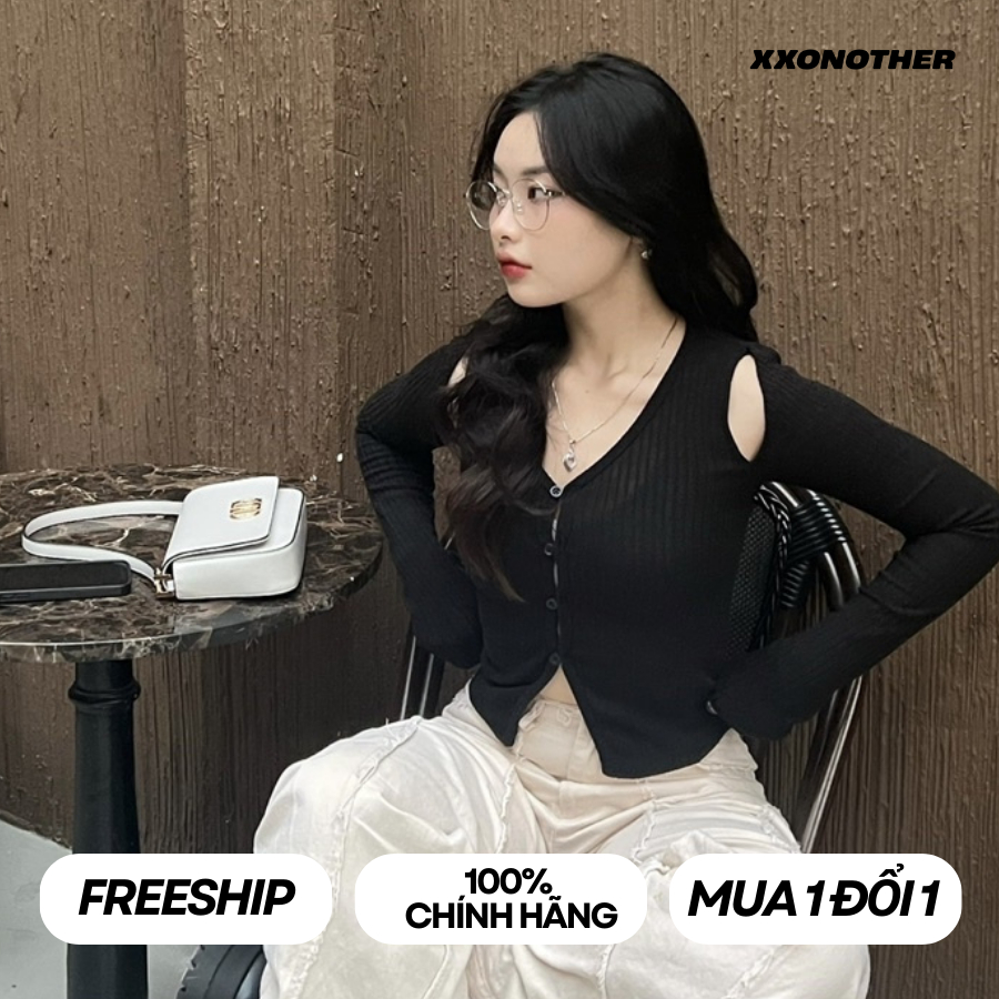 Áo khoác len Cardigan dài tay Cut-out | CUT OUT KNIT CARDIGAN