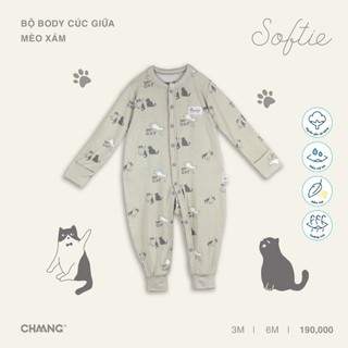 Bộ body cúc giữa Mèo cho bé sơ sinh