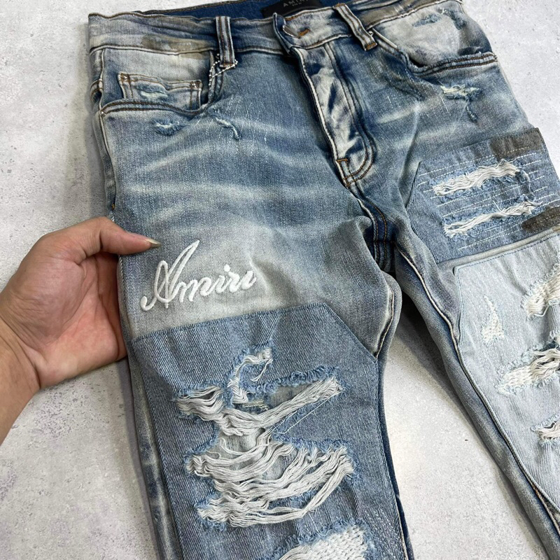 Quần bò amiri likeauu rách loang vá -6825