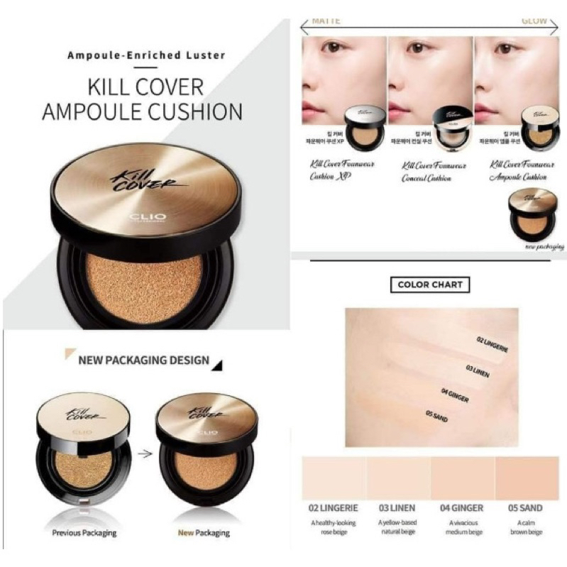 Phấn Nước CLIO Kill Cover Ampoule Cushion  15g kèm lõi