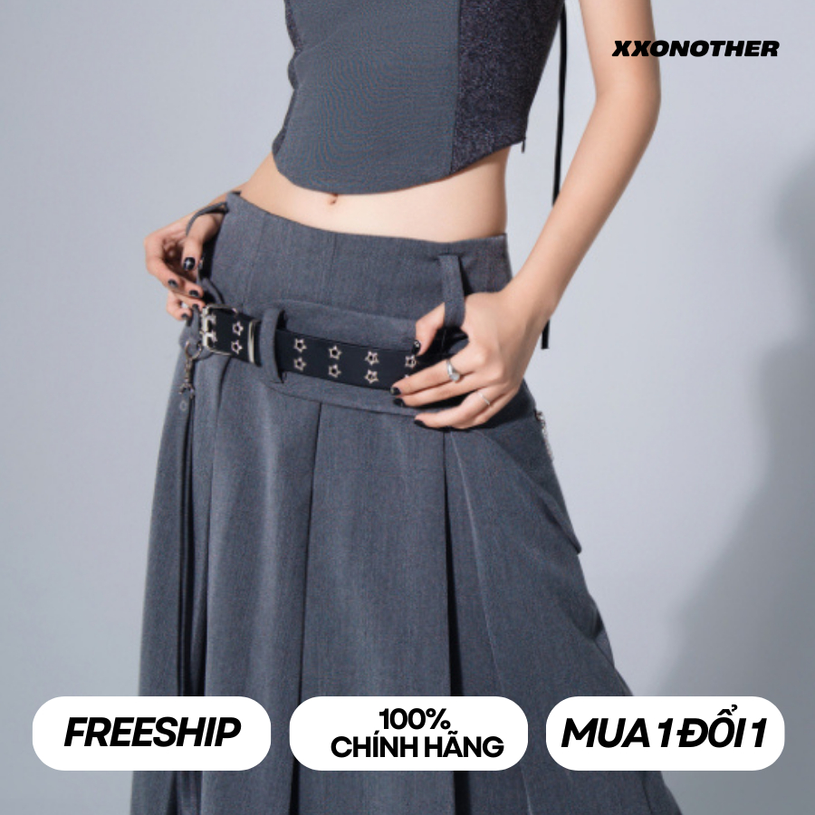 Chân váy xếp ly dáng dài kèm đai túi hộp | CARGO BELT PLEATED MIDI SKIRT