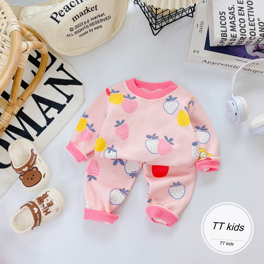 Bộ Quần Áo Thu Đông Nỉ Bông, bao ấm, bao xinh, mềm mịn, dài tay, cho bé gái BD119