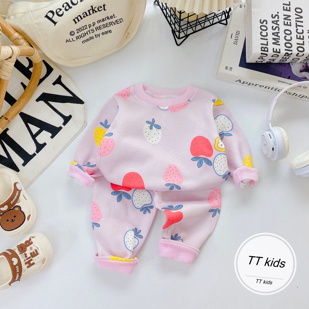 Bộ Quần Áo Thu Đông Nỉ Bông, bao ấm, bao xinh, mềm mịn, dài tay, cho bé gái BD119