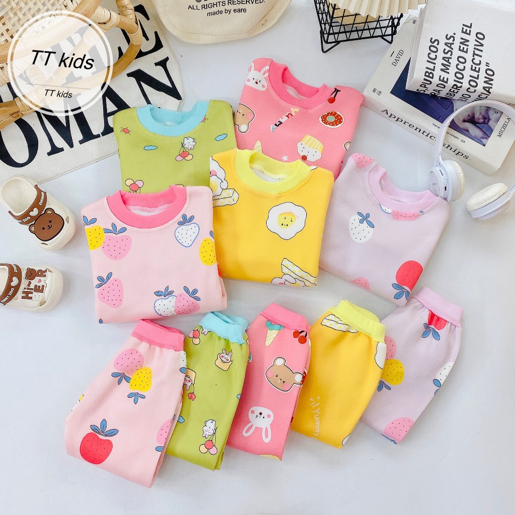 Bộ Quần Áo Thu Đông Nỉ Bông, bao ấm, bao xinh, mềm mịn, dài tay, cho bé gái BD119