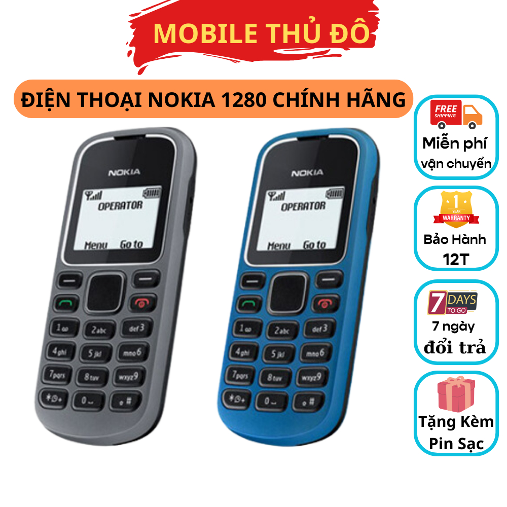 Điện Thoại Nokia 1280 Zin Chính Hãng Màn Hình Zin, Main Zin - Được Chọn Phụ Kiện