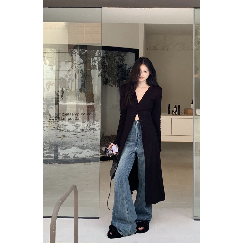 TKLIHN Áo len Cardigan dáng dài ULZZANG phong cách ROSES BLACKPINK hot TREND 2023 Ado len dáng dài HOT FASHIONITA retro