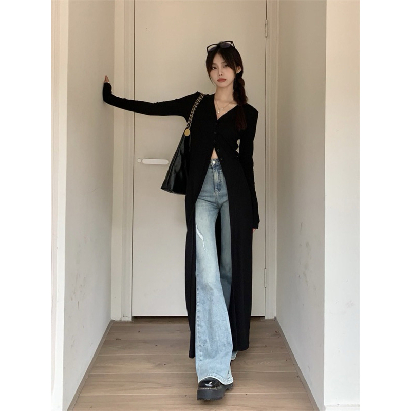 TKLIHN Áo len Cardigan dáng dài ULZZANG phong cách ROSES BLACKPINK hot TREND 2023 Ado len dáng dài HOT FASHIONITA retro