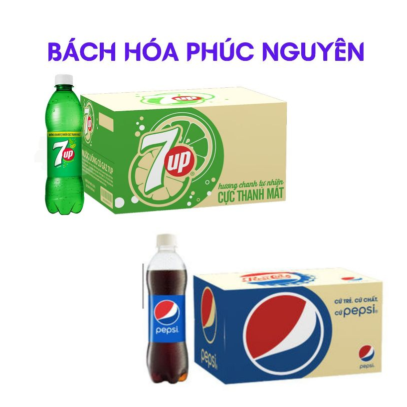 Thùng Nước Ngọt 7up, Pepsi 24 Chai 390ml