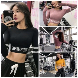 Áo crotop tay dài misshine tập gym yoga nữ