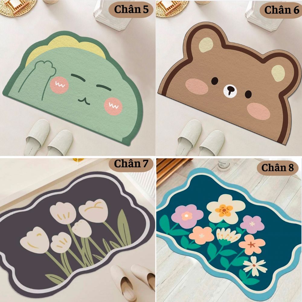 THẢM LAU CHÂN , THẢM CHÙI CHÂN 3D CHỐNG TRƠN TRƯỢT SIÊU THẤM NHÀ TẮM , NHÀ BẾP 40x60CM