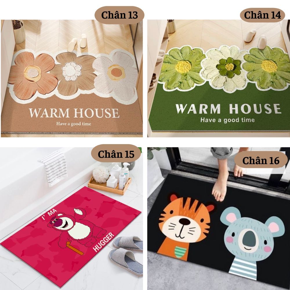 THẢM LAU CHÂN , THẢM CHÙI CHÂN 3D CHỐNG TRƠN TRƯỢT SIÊU THẤM NHÀ TẮM , NHÀ BẾP 40x60CM