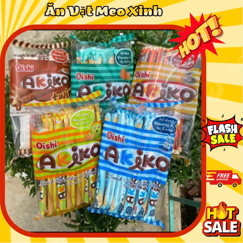Bánh que Akiko Oishi nhân socola sữa , bánh que Akiko Oishi ống phủ socola ( gói 140g)