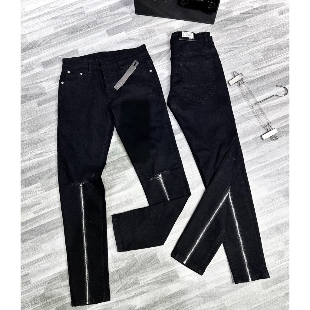 Quần jeans nam amiri đen 2 khóa chân boy phố 2023