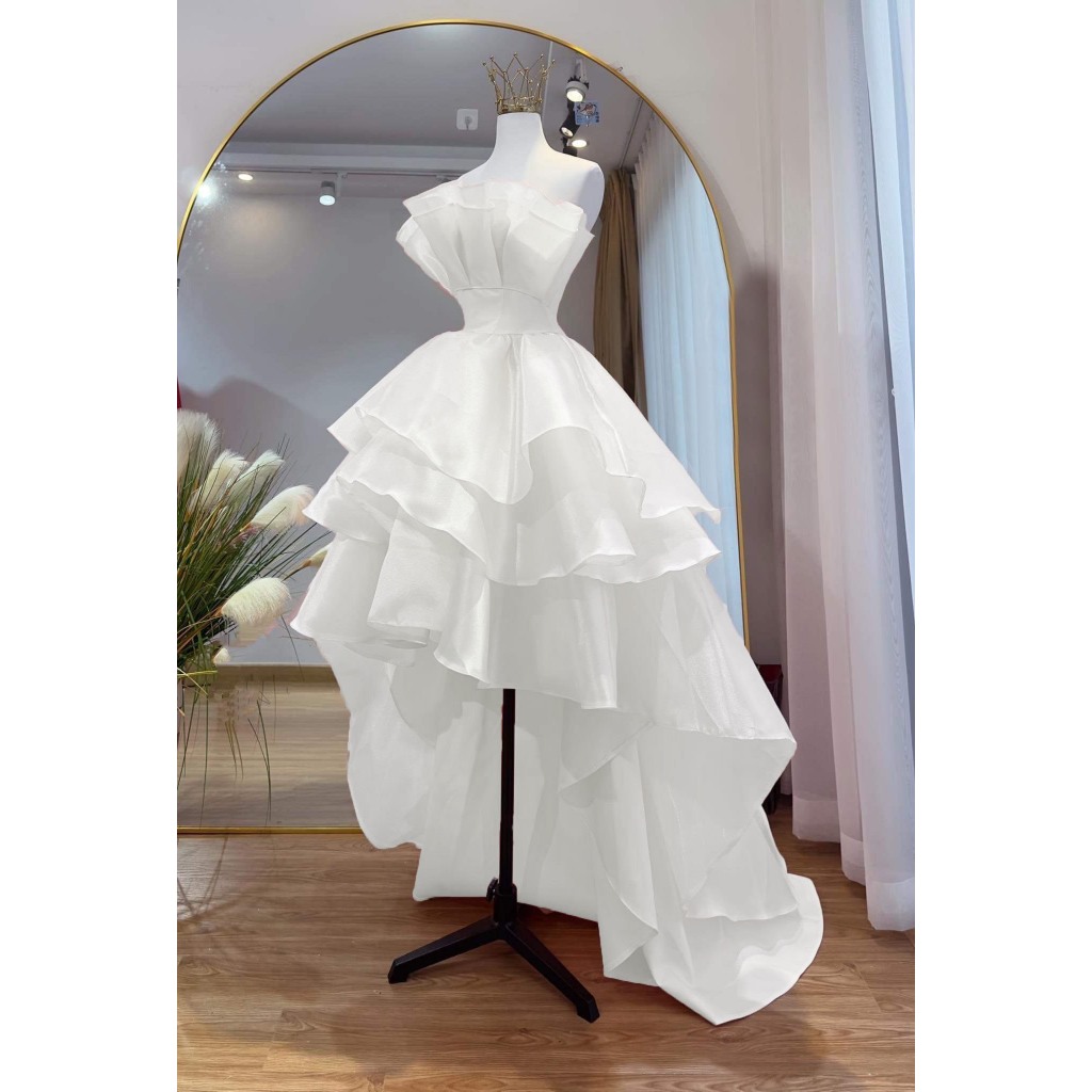 Đầm cưới , đầm đi bàn cúp xoè đuôi tôm  full size S/M/L/ XL