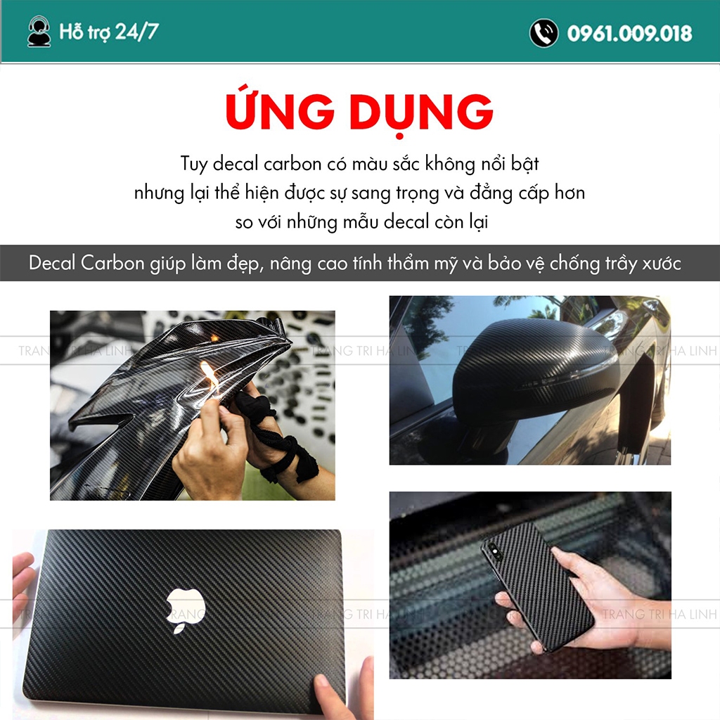 Decal vân carbon 5d dán xe máy ô tô laptop điện thoại vân bóng nhám cao cấp