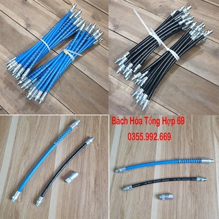 Phụ kiện bơm mỡ. Dây bơm mỡ mềm chịu áp lực cao, đầu kẹp vú mỡ tiện dụng