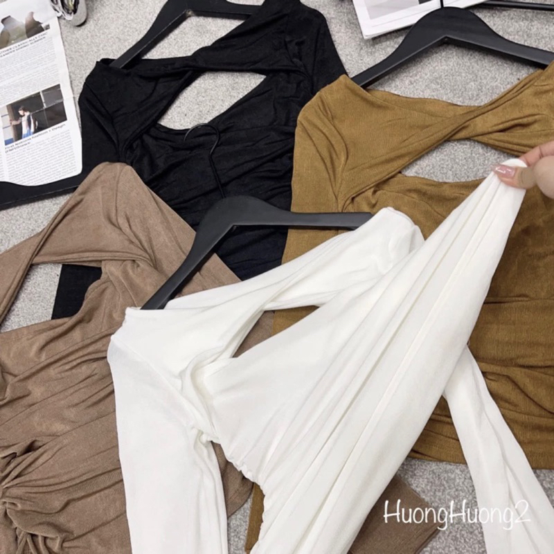 Áo Thun Nhũ Bigsize Nữ Xoắn Ngực Dài Tay Dúm Sườn Tạo Đường Eo AT38