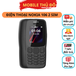Điện thoại nokia 106 bản 2 sim loa to sóng khoẻ đầy đủ phụ kiện pin, sạc