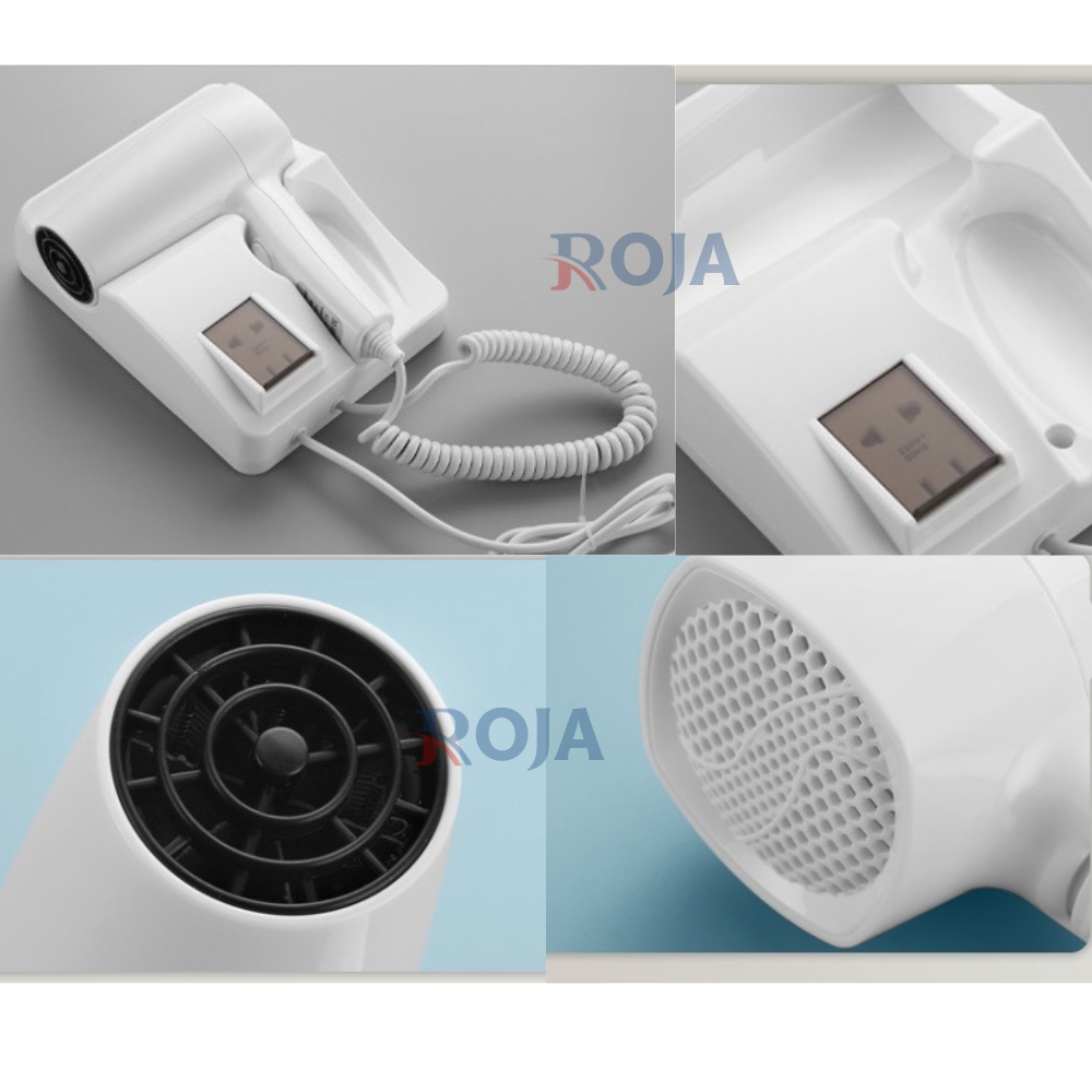 Máy Sấy Tóc Phòng Tắm Khách Sạn Có Ổ Cắm Gắn Tường Cao Cấp ROJA