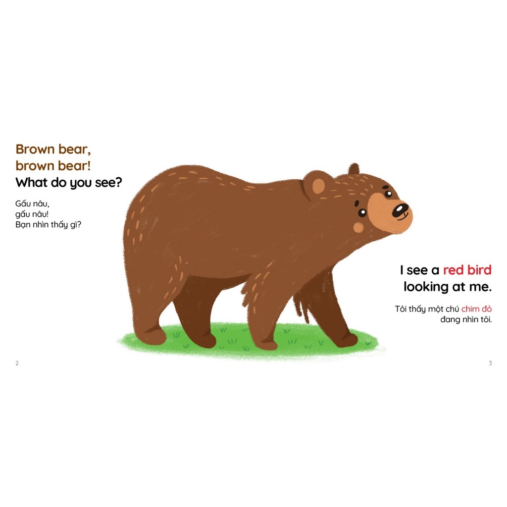 Sách – Brown bear, brown bear! What do you see? Gấu nâu, gấu nâu! Bạn nhìn thấy gì Song Ngữ kèm File Nghe