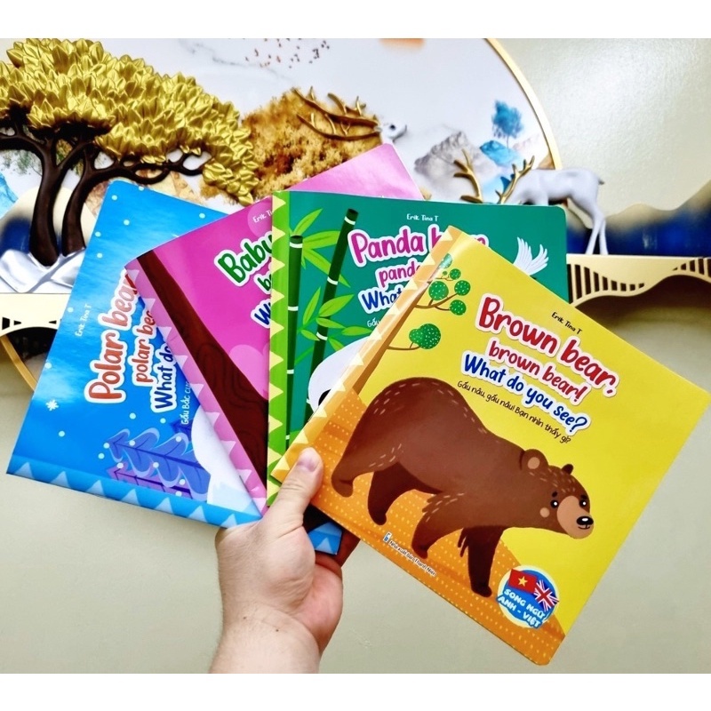 Sách – Brown bear, brown bear! What do you see? Gấu nâu, gấu nâu! Bạn nhìn thấy gì Song Ngữ kèm File Nghe