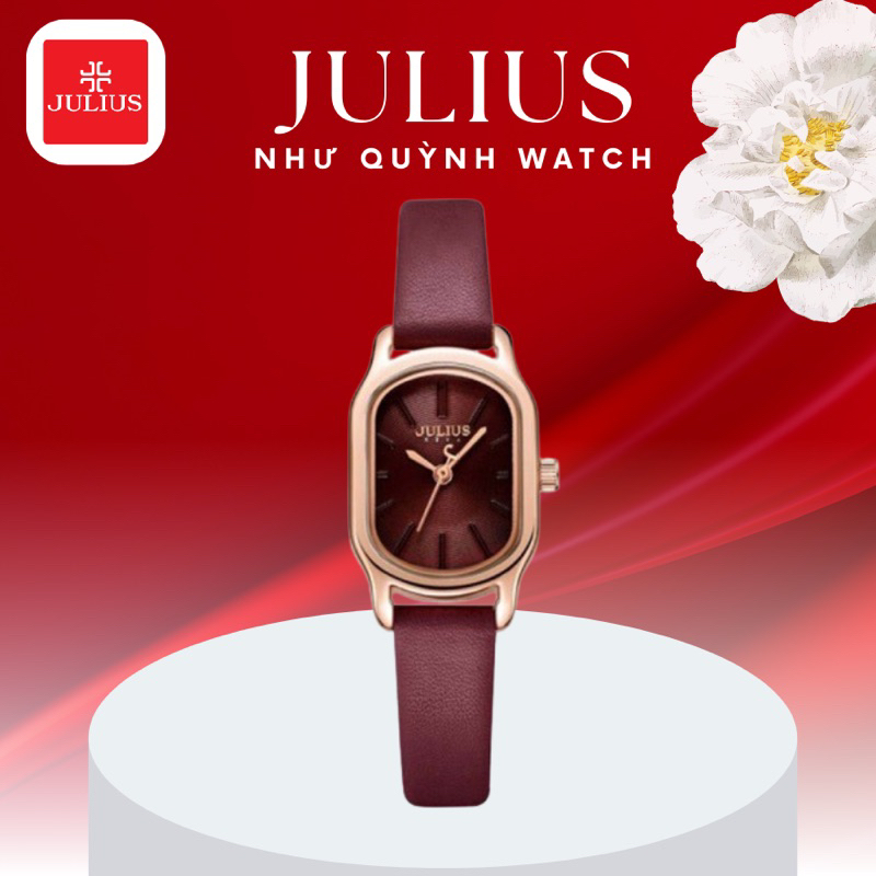 Đồng Hồ Nữ JA-1112D Julius Hàn Quốc dây da (Đỏ)