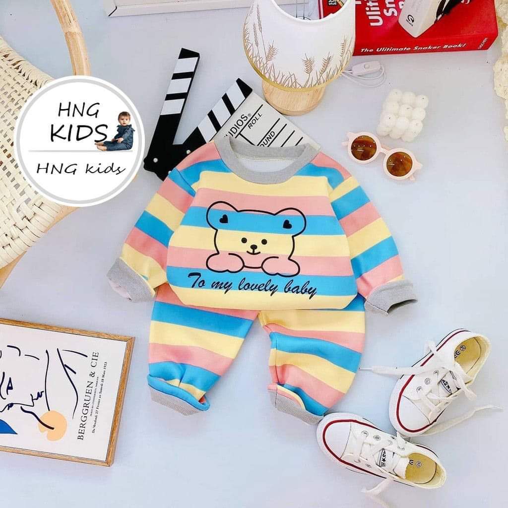 Bộ Quần Áo Thu Đông Nỉ Bông, bao ấm, bao xinh, mềm mịn, dài tay, cho bé trai, bé gái BD118