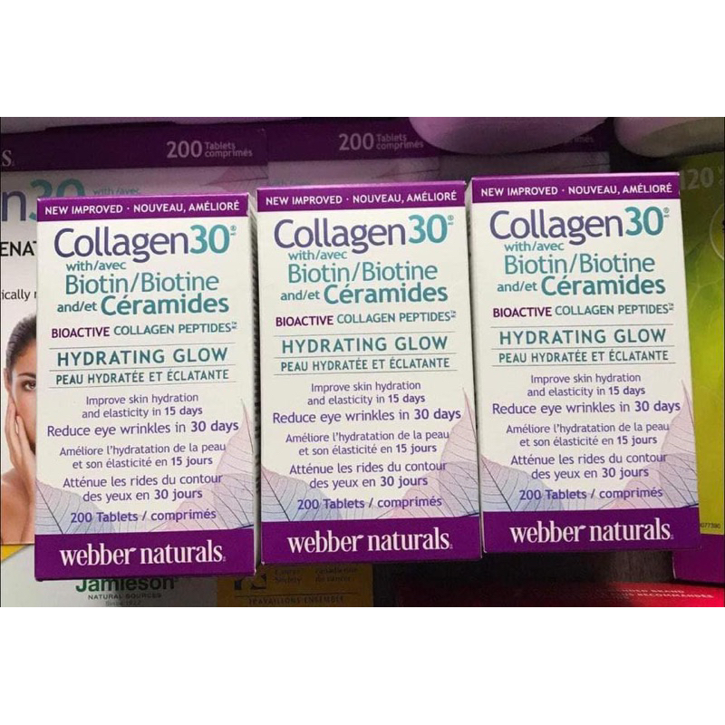 Date 2025-2026 Viên uống đẹp da Collagen 30 with Biotin webber Naturals canada
