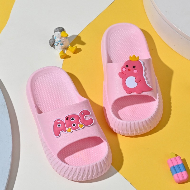 Dép lê Đi Trong Nhà Đế Mềm Chống Trượt Họa Tiết Hoạt Hình Dễ Thương Cho Bé Gái Bé Trai Hình Khủng Long