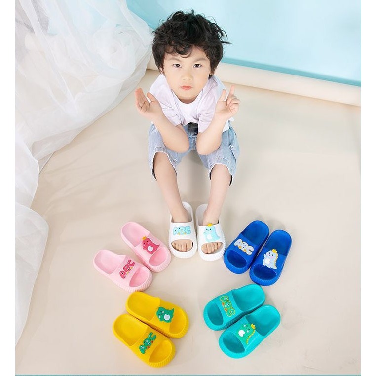 Dép lê Đi Trong Nhà Đế Mềm Chống Trượt Họa Tiết Hoạt Hình Dễ Thương Cho Bé Gái Bé Trai Hình Khủng Long