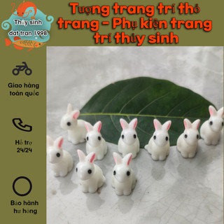 Tượng trang trí thỏ trắng_Phụ kiện trang trí thủy sinh giá rẻ lại dể thương