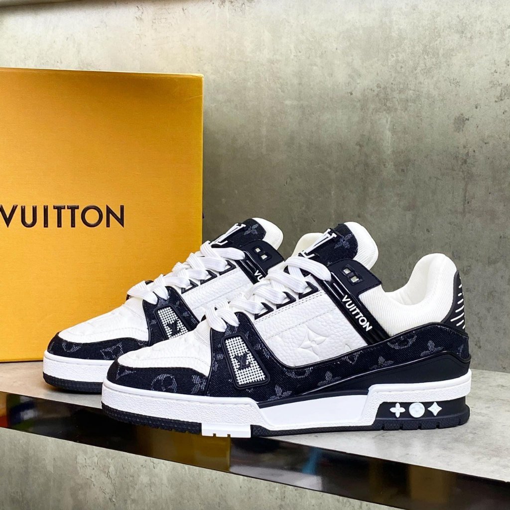 Giày Thể Thao LV Louis Vuitton Trainer Black White Nam Nữ, Giày LV Đỏ, Đen Các Màu Hót Siêu Chất FULL BOXBILL