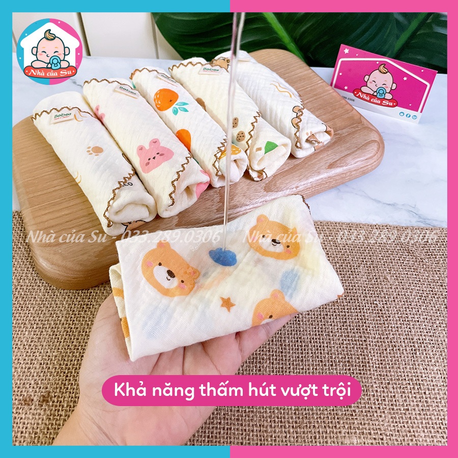 Set 5 Khăn sữa xô Muslin có viền 2-6 lớp cao cấp thấm hút mềm mại cho bé sơ sinh Nhà của Su