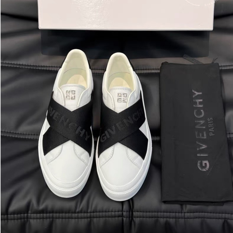 Giày Thể Thao Sneaker Slipon Givenchy Giày Trắng Vải Đen Dấu X - Giày Lười Slipon Thời Trang Cao Cấp