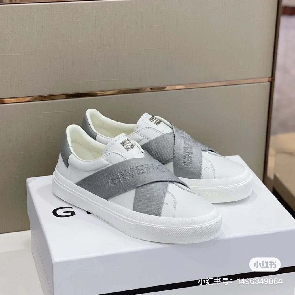 Giày Thể Thao Sneaker Slipon Givenchy Giày Trắng Vải Đen Dấu X - Giày Lười Slipon Thời Trang Cao Cấp