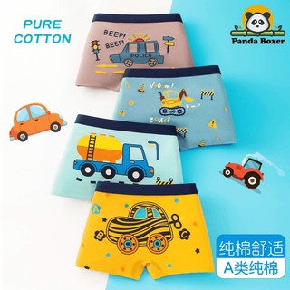 Combo 4 quần sịp đùi cho bé trai mã 1015 họa tiết Ô tô máy xúc, quần lót boxer trẻ em cotton thoáng mát co giãn
