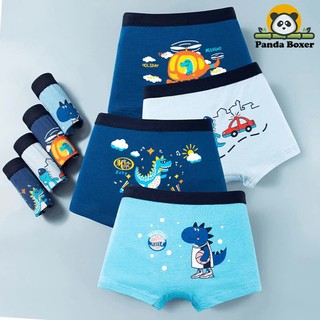 Combo 4 quần sịp đùi cho bé trai mã 1018 họa tiết Khủng long âm nhạc, quần lót boxer trẻ em cotton thoáng mát
