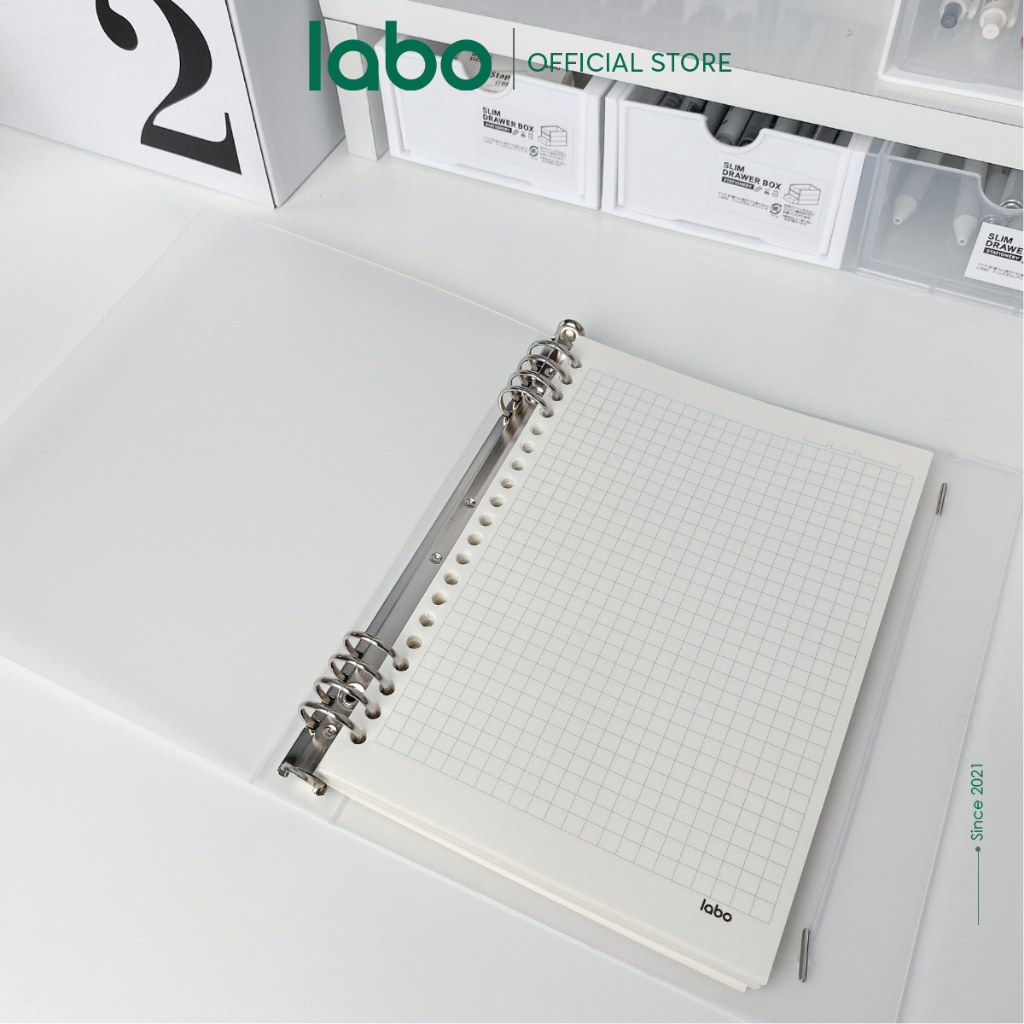 Sổ Còng Labo Bìa Sổ Còng Binder Sắt A5 B5 Ruột Đục Lỗ Kẻ Ngang, Dash Caro, Dotgrid 120 Trang 100gsm